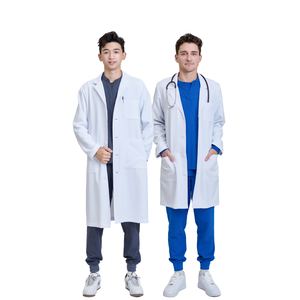 เสื้อโค้ทแลปผ้าฝ้ายแขนสั้นสำหรับผู้ชาย/ผู้หญิงเสื้อโค้ทสำหรับแพทย์แพทย์ดีไซน์ทันสมัย - Product Image 1