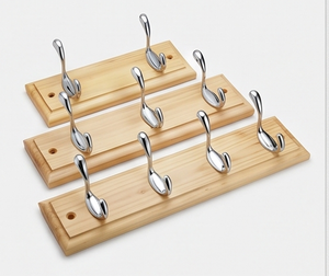 Premium Wood Wall Mount <b>Hook</b> Rack With 2 Chrome <b>Hooks</b> Simple Design For Clothing Storage Kitchen And Bathroom Decor - Product Image 5