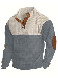 Sweat à capuche en velours côtelé 100% coton pour homme, décontracté, couleur unie, col montant, pull-over, vêtements de sport, hiver, lavé, uni, teinture numérique - Product Image 3