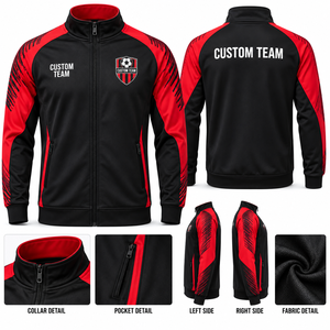 Chaqueta de Entrenamiento de Fútbol Personalizada al por Mayor, Chaqueta Deportiva con Cremallera Completa para Equipos de Fútbol, Ropa de Entrenamiento Personalizada para Equipos - Product Image 6