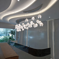Lustre LED moderne en verre en forme de grande fleur pour salle à manger, villa, salon, escalier – Design personnalisé