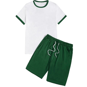 Ensemble de shorts d'été pour homme en deux pièces, design personnalisé, haute qualité, vêtements décontractés, 100% coton, respirant, taille élastique - Product Image 5