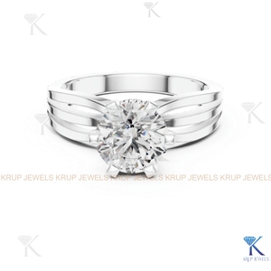 แหวนเพชรเม็ดเดี่ยวทรงกลม 6 กรงเล็บ แบบสั่งทำขายส่ง ตัวเรือนทองคำ - Product Image 3
