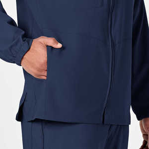 Men's Navy <b>Blue</b> Medical <b>Scrub</b> Jacket Zip-Up Hospital Uniform Polyester Woven Fabric for Healthcare Workers - Product Image 2
