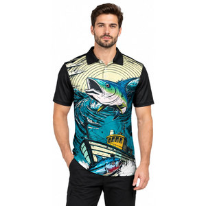 Camisa de pesca para hombre, sublimada, de secado rápido, UPF 50, poliéster, diseño estampado con motivos de barco y peces, para adultos, para uso en exteriores. - Product Image 4