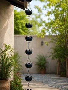 Chaînes de pluie en aluminium de haute qualité, design lotus, faites à la main, revêtement poudré, pour gouttières, décoration extérieure de jardin et de toit - Product Image 5