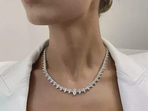 Luxury Marquise Moissanite V Shape Tennis Necklace <b>Iced</b> <b>Out</b> Statement Bridal Hip Hop Jewellery Elegant Gift - Product Image 3