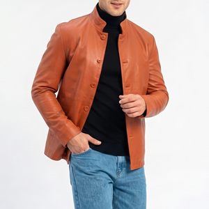<b>Men's</b> Vintage Leather Jacket Button Down <b>Long</b> Sleeve Street Fashion Leather Jacket <b>Men</b> Manufacture Vintage Zipper Leather <b>Coat</b> - Product Image 6