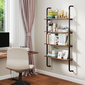 Scaffali a parete con struttura in metallo in stile industriale per soggiorno e cucina - Product Image 2