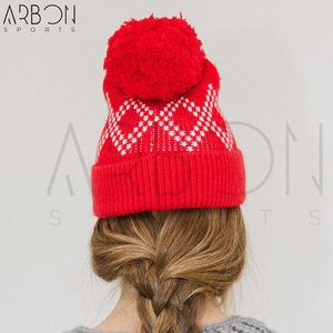 Bonnet unisexe décontracté en laine rouge et blanc, tendance hip-hop, chaud pour l'hiver, idéal pour l'extérieur, entièrement personnalisable, fabriqué par un fournisseur de qualité - Product Image 5