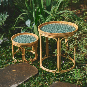 Mesa de Centro de Ratán Bohemia Ecológica, Mesa Redonda de Mimbre Hecha a Mano, Muebles Naturales para Sala de Estar y Proyectos Hoteleros - Product Image 5