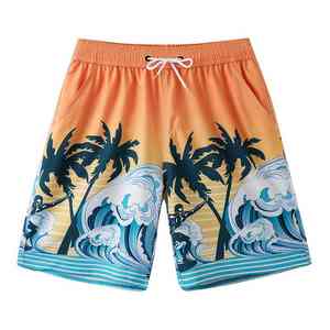 Shorts de bain pour hommes personnalisés en polyester, coupe ample de 5 pouces, séchage rapide, respirants, pour la plage, le surf et l'été - Product Image 3