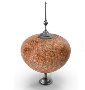 <b>Rustic</b> Round Stone Tabletop Vase Handmade Decorative Urn with Metal Finial Top - Product Image 1