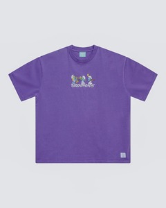 T-shirt violet surdimensionné à imprimé dessin animé pour homme, décontracté, à manches courtes, col rond, en jersey de coton - Product Image 2