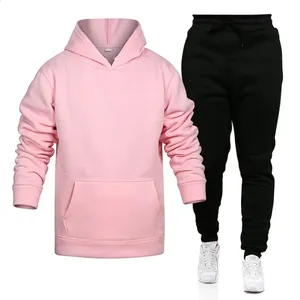 Conjunto de Sudadera con Capucha y Pantalones Deportivos Unisex, de Poliéster/Algodón, Transpirable, Antiarrugas, con Bolsillo Frontal con Logotipo, para Invierno - Product Image 2