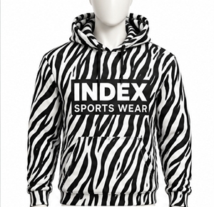 Sudadera con Capucha y Estampado de Cebra para Hombre, Marca INDEX Sports Wear, con Bolsillo Frontal, Corte Regular, Estilo Urbano - Product Image 1