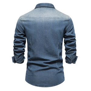 Camisas de Mezclilla para Hombre VORNEX INDUSTRY, Último Diseño, Corte Regular, Transpirables, Nueva Llegada, 100% Algodón, Doble Botonadura, Mezclilla Ácida - Product Image 2