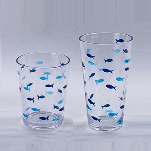 Fish Design Plastic Tumbler Glasses Reusable Break Resistant Vintage <b>Drinkware</b> for Party - Product Image 5