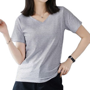 Camiseta con Cuello en V para Mujer con Logotipo Personalizado, Estilo 2026, Secado Rápido, Transpirable, Tela de Lona, Ropa Deportiva - Product Image 3