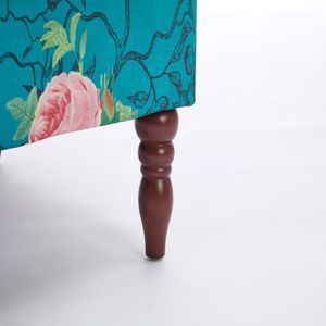 Poltrona Moderna con Design Floreale e Gambe in Legno Retrò, Comoda Sedia Imbottita Singola per Soggiorno e Camera da Letto - Product Image 4