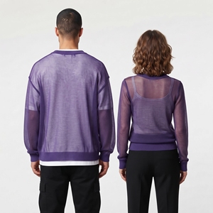 Sexy Transparent Sweatshirt 100% Polyester Sheer <b>Mesh</b> Fashion Shirt Long Sleeve Crewneck Night Clubwear Sexy See Through <b>Tops</b> - Product Image 3
