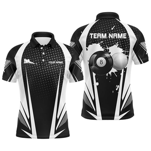 Maillots de billard/snooker pour hommes, personnalisés, imprimés numériquement, haute qualité, en Spandex/Coton, col en V, séchage rapide, respirants - Product Image 2