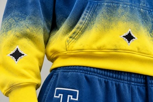 Ensemble de survêtement unisexe personnalisé avec logo, imprimé streetwear hiver, deux tons, 100 % coton, sweat à capuche dégradé assorti - Product Image 5