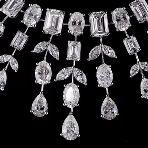 Elegant Crystal Rhinestone <b>Statement</b> <b>Necklace</b> and Earrings Set for Wedding Women's Jewelry Plant Pattern Water Drop Shape - Product Image 4