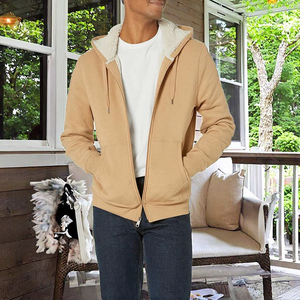Sweat à capuche zippé pour homme en polaire doublé sherpa 100 % coton, thermique, à manches longues, tactique, chaud et doux, pour l'extérieur - Product Image 6