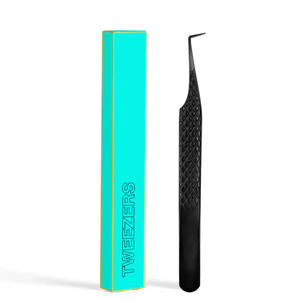 Professional Eyelash Tweezers Black Precision Smooth Tip Red Gradient Design <b>Box</b> Packaging Non Slip Ergonomic Design Grips - Product Image 2
