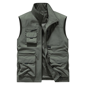 Custom Logo Men's Multi-Pocket Outdoor Tactical Vest Zipper <b>Stand</b> Collar Fishing Photography <b>Work</b> Vest Wholesale OEM Multi Color - Product Image 5