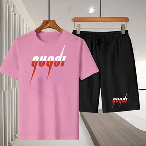 Ensemble de sport deux pièces en coton respirant pour homme, avec t-shirt imprimé à col montant et manches longues, idéal pour la course à pied - Product Image 6