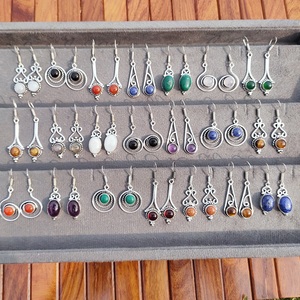 Wholesale Brass Mixed Gemstone <b>Dangle</b> <b>Earrings</b> Women's Classic Party Fashion Silver/<b>Gold</b> Plated Bulk Supplier Boutiques - Product Image 3