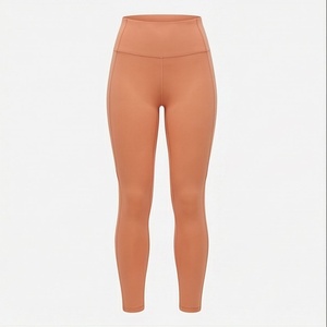 High Waist Full Length <b>Seamless</b> <b>Leggings</b> Solid Color Knitted Spandex Nylon Stretch Women's Yoga Pants All Seasons Basic Style - Product Image 1
