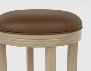 Tabouret de bar moderne et durable en bois d'hévéa avec cadre rond et assise et pieds entièrement ronds RWS RBS - Product Image 6