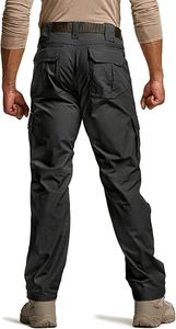 Men's Black Tactical Cargo Pants High Waist Multiple <b>Pockets</b> Canvas Material Workwear Style Quick Dry Autumn Outdoor <b>Trousers</b> - Product Image 4