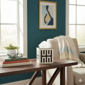 European Design MDF Napkin Tissue Box Resin <b>MOP</b> Inlay Handmade Eco-Friendly Living Room Table Christmas Gifts Accessories - Product Image 2