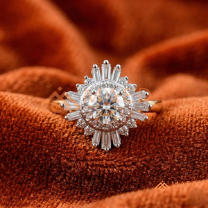 Round Cut Moissanite Cluster <b>Ring</b> <b>Silver</b> <b>Statement</b> Engagement <b>Ring</b> for Women Luxury Style Jewelry Gift - Product Image 4