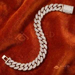 Pulsera de eslabones cubanos Miami en oro rosa con moissanita, cadena fina, joyería de moda para uso diario, estilo regalo Miami Chicago - Product Image 2