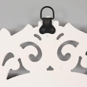 Vintage White Oval Decorative Wall <b>Mirror</b> Carved Wooden <b>Frame</b> Rustic Farmhouse Accent Mirrorv - Product Image 3