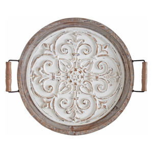 Bandeja de Servir de Madera de Mango de Primera Calidad, Marca Brownwood, con Logotipo Grabado con Láser, Diseños Personalizados, Hecha a Mano, Color Blanco Lavado - Product Image 3