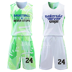 Ensemble de maillot de basket sublimé unisexe vert et blanc à imprimé géométrique, débardeur sans manches et short respirant avec cordon de serrage à l'avant - Product Image 5