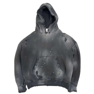 Hoodie Streetwear Personnalisé Pas Cher en Coton French Terry 100% Effet Délavé Oversize Coupe Boxy - Product Image 1