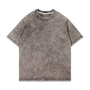 เสื้อยืดคอกลมแขนสั้นทรงโอเวอร์ไซส์สีคอรัลสำหรับผู้ชาย ผ้าคอตตอนเจอร์ซีย์สีพื้นลำลอง - Product Image 1