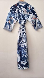 Robe kimono japonaise pour femme en coton indien pur à 100 %, imprimée à la main, faite à la main, décontractée, matelassée, en coton, style peignoir - Product Image 2
