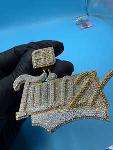 Colgante de Lujo Personalizado con Letra Inicial de Moissanita Totalmente Cubierto de Diamantes, Estilo HipHop Rapper Bling, Bicolor, Plata 925 Certificada, Regalo - Product Image 5