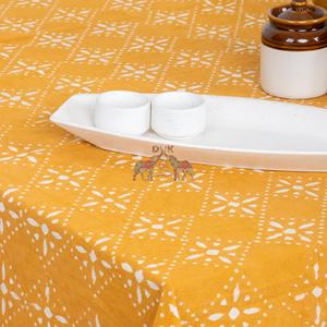 Mantel rectangular de algodón con estampado Dabu hecho a mano para mesa de comedor, mantel floral rectangular para fiestas navideñas - Product Image 5