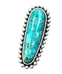 Big Western Gemstone <b>Statement</b> <b>Ring</b> Handmade Cowgirl Style Jewelry Turquoise Fashion <b>Ring</b> for Women - Product Image 6