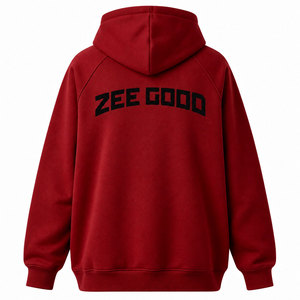 เสื้อฮู้ด Zee Good แบบสวมใส่ได้ทั้งชายและหญิง ทรงโอเวอร์ไซส์ ผ้าฟลีซลำลอง สีแดง พิมพ์ลายด้านหน้า ดีไซน์กระเป๋าเสื้อ เหมาะสำหรับใส่ในฤดูใบไม้ร่วง - Product Image 3