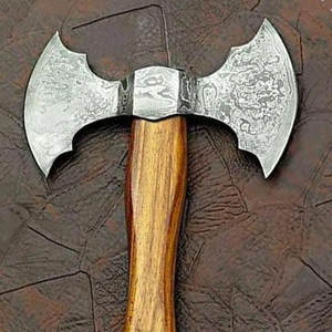 Damascus Steel Double Head <b>Axe</b> High Quality Pattern Steel Head With Natural <b>Wood</b> Handle For Outdoor Gear And Gifts - Product Image 2